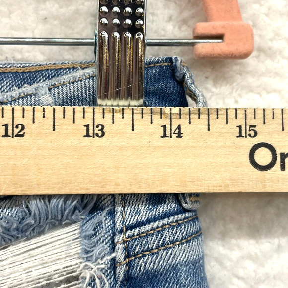 American Eagle Jeans Womens 6 Blue Mom Straight Jean Distressed Denim High Rise - Picture 10 of 13